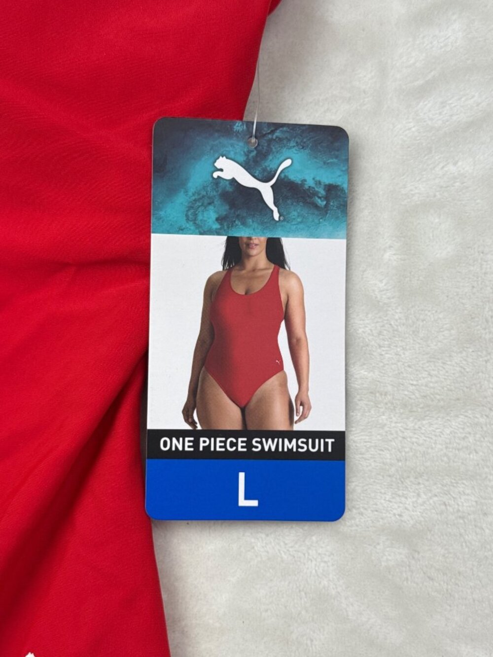 Puma Womens Red Racerback One-Piece Swimsuit Size Large UPF 50+ - Picture 3 of 7